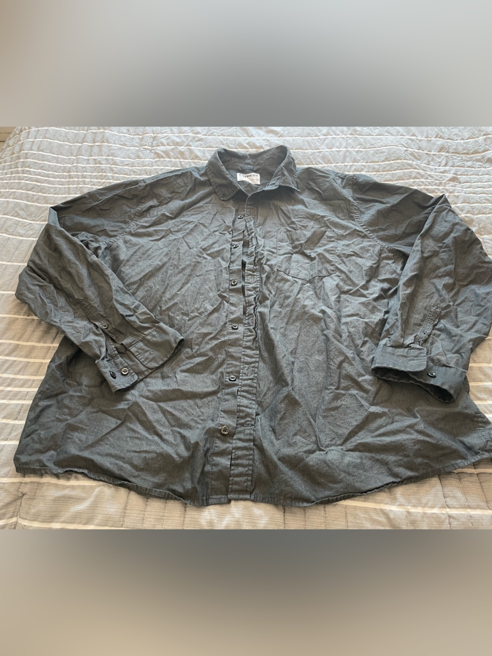 Express Men's Charcoal Button-Up Shirt Jacket 2XL